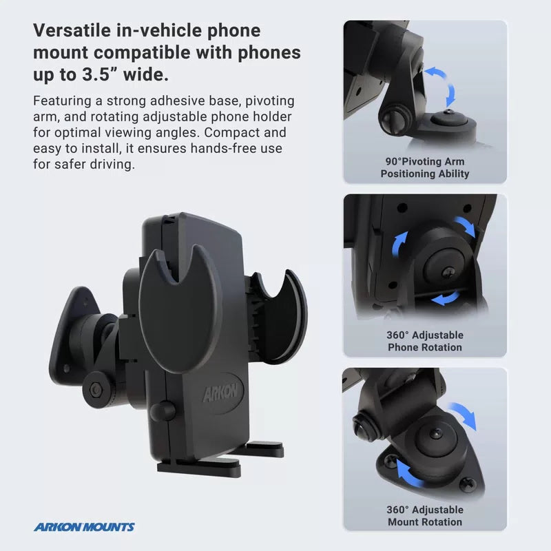 ARKON Mounts - Adhesive Truck & Car Phone Holder | Secure 3.5 inches, Black [3]