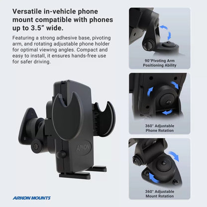 ARKON Mounts - Adhesive Truck & Car Phone Holder | Secure 3.5 inches, Black [3]