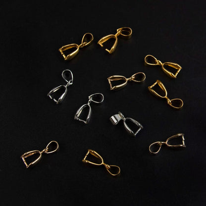 AUEAR, 60 Pack Metal Pinch Clip Bail Clasp 60 Pack, Gold & Silver & Rose [8]