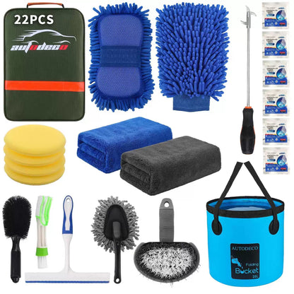 AUTODECO 22Pcs Car Wash Cleaning Tools Kit Detailing Set with 22, Green [1]