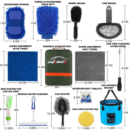 AUTODECO 22Pcs Car Wash Cleaning Tools Kit Detailing Set with 22, Green [6]
