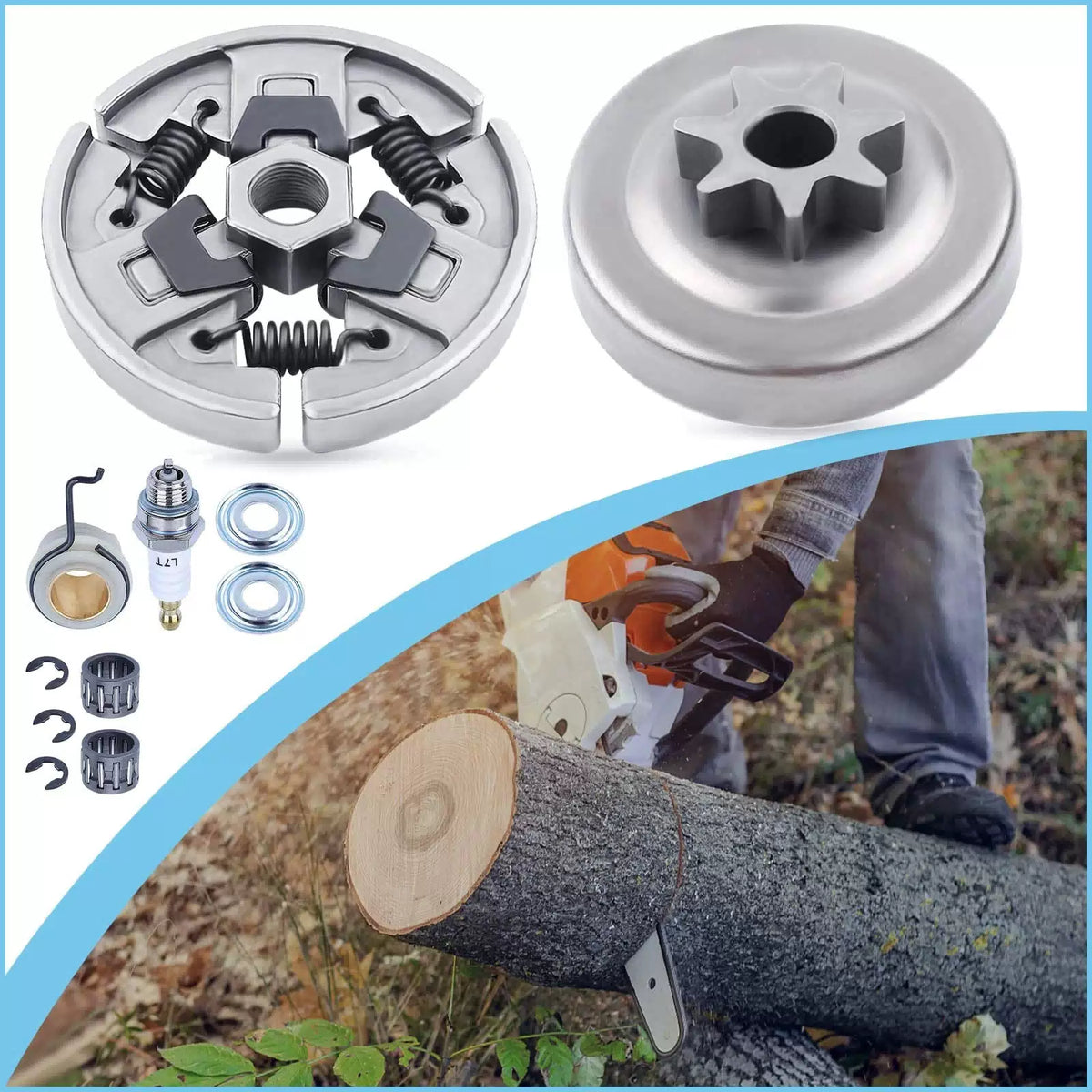 Adefol Sprocket Clutch Drum 3/8" 7T Needle Bearing Kit for Stihl MS290 MS390... [6]