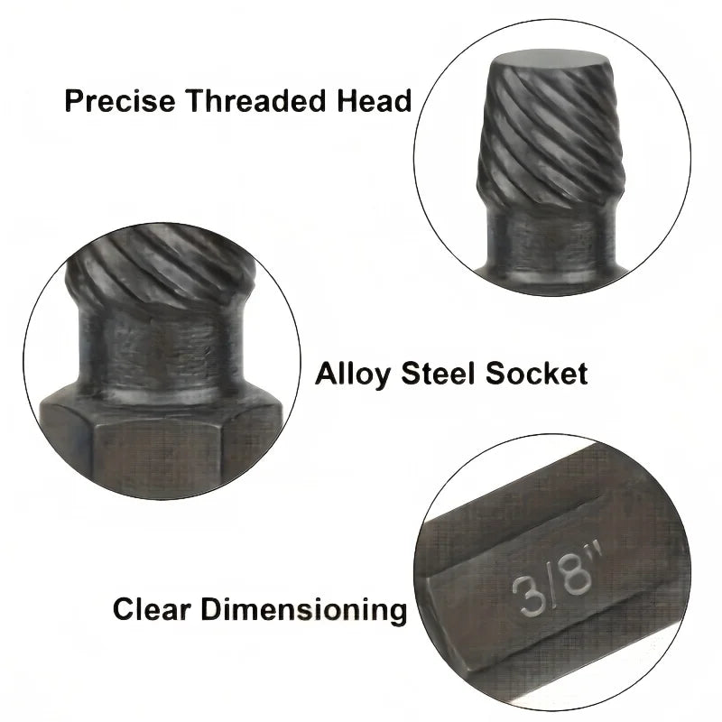10Pcs Heavy Duty Bolt Extractor Set, Remove Broken Slipped Hex Screws & Fasteners, Durable Thread Removal Tools