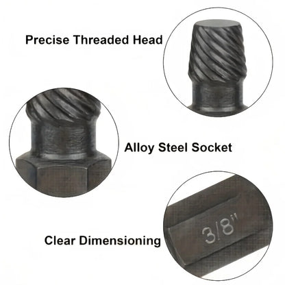10Pcs Heavy Duty Bolt Extractor Set, Remove Broken Slipped Hex Screws & Fasteners, Durable Thread Removal Tools