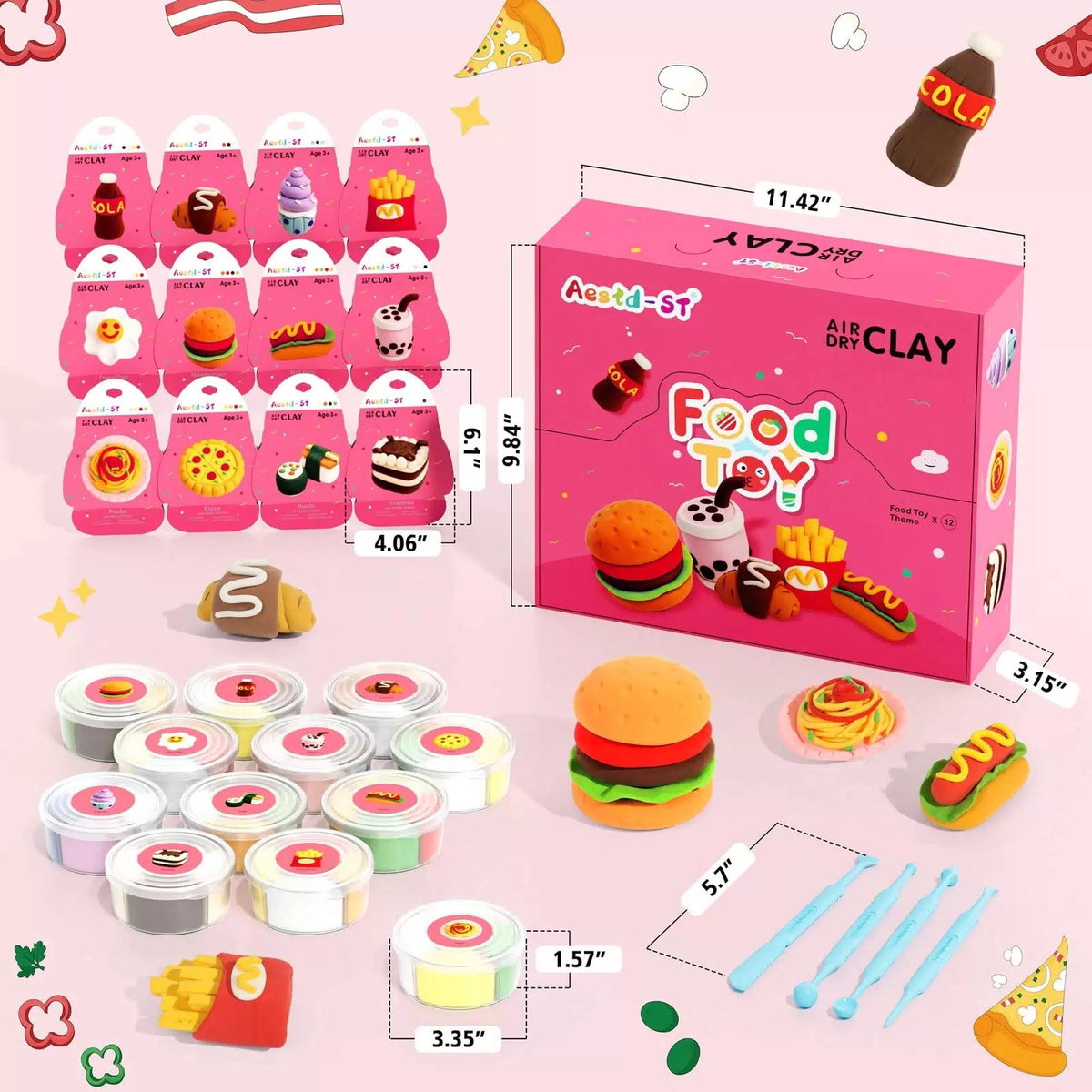 Air Dry Clay Kit - Food Toy Theme, Modeling for Kids, DIY Theme [2]