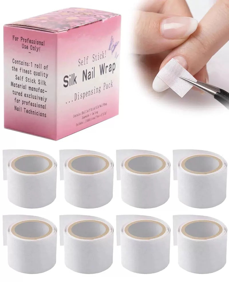 Aiuulu 8 Rolls Silk Wrap for Nails, Self Adhesive Broken 39.37 Inch, white [4]