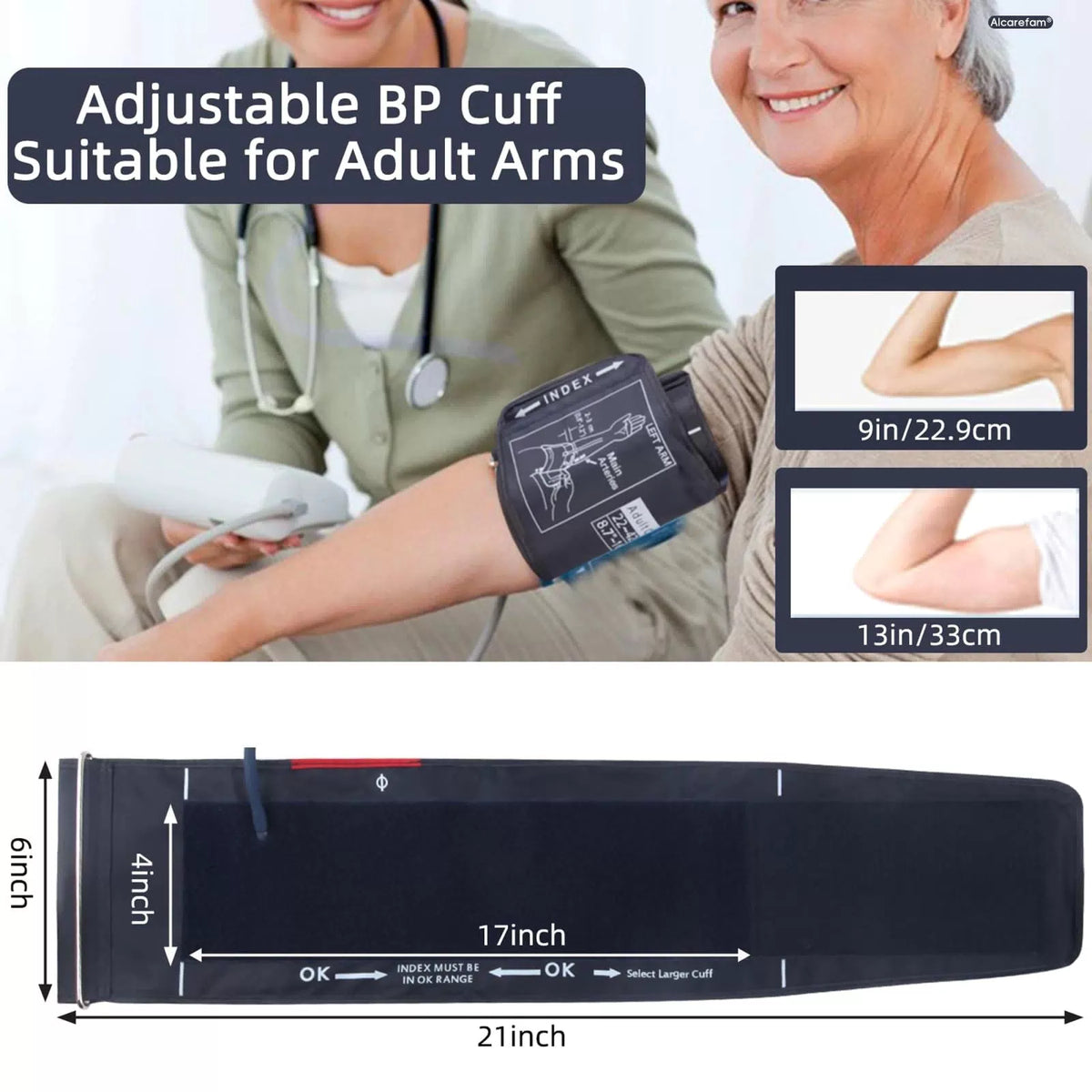 Alcarefam Large Blood Pressure Cuff, 8.7”-16.5” (22-42CM) BP Cuff Large, Blue [4]