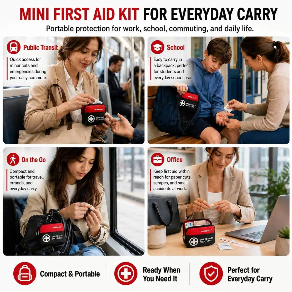 Aoldersson 520 Premium Piece Large First Aid Kit – Emergency Survival Red [4]