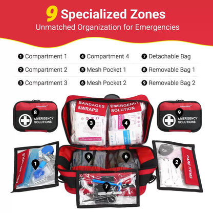 Aoldersson 520 Premium Piece Large First Aid Kit – Emergency Survival Red [6]