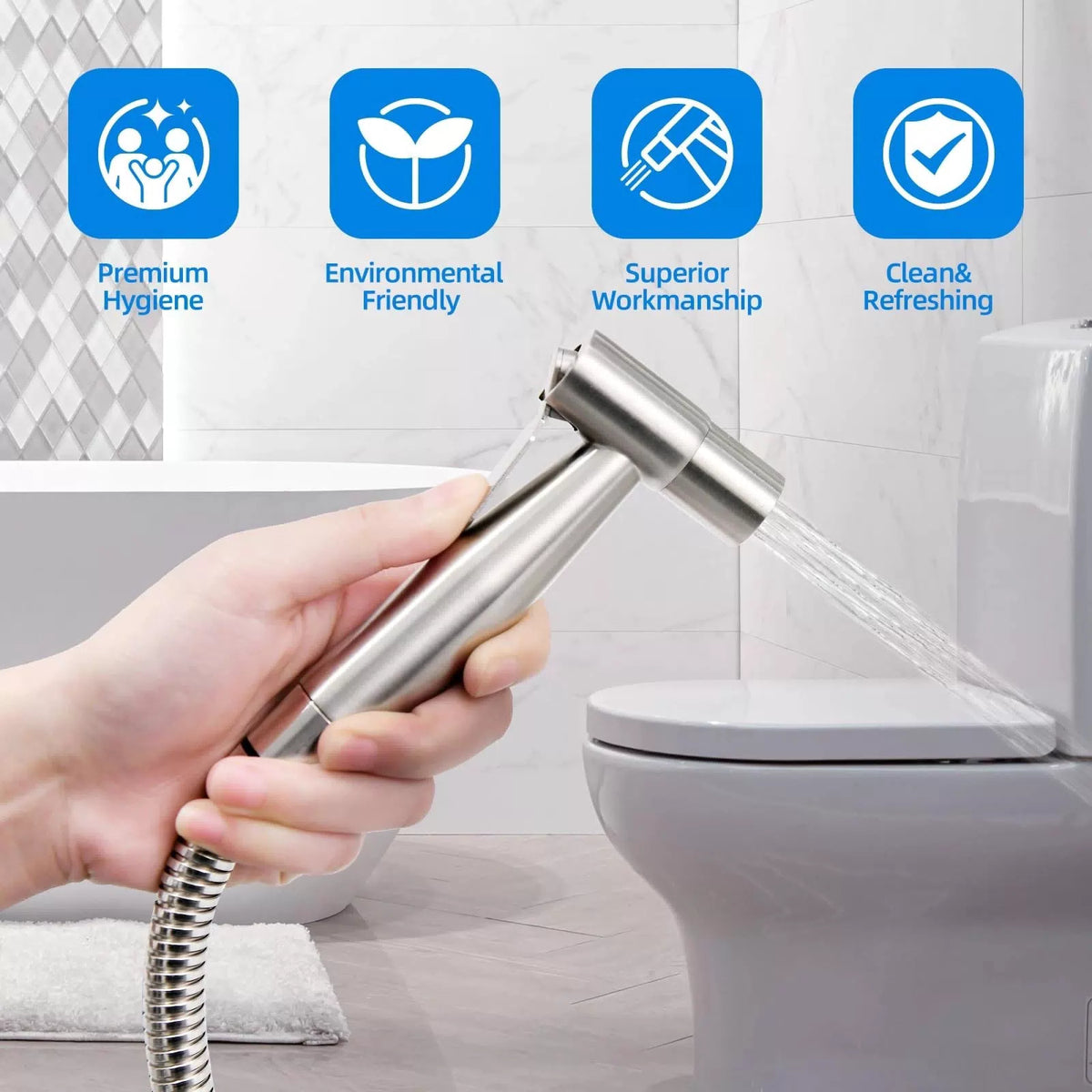 Arofa Handheld Toilet Bidet Sprayer for 1 Pack, Brushed Nickel [6]