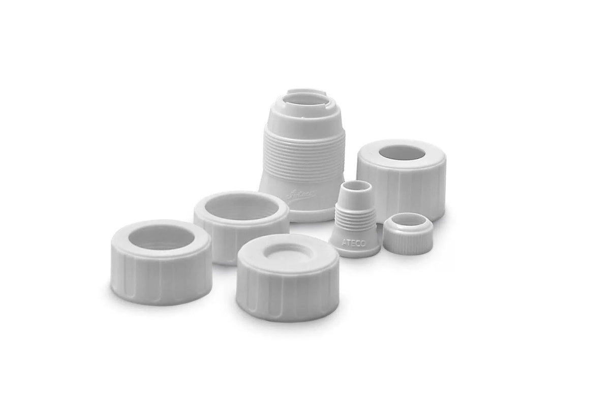 Ateco Universal Pastry Coupler and Cap Set | 7 Set, White [1]