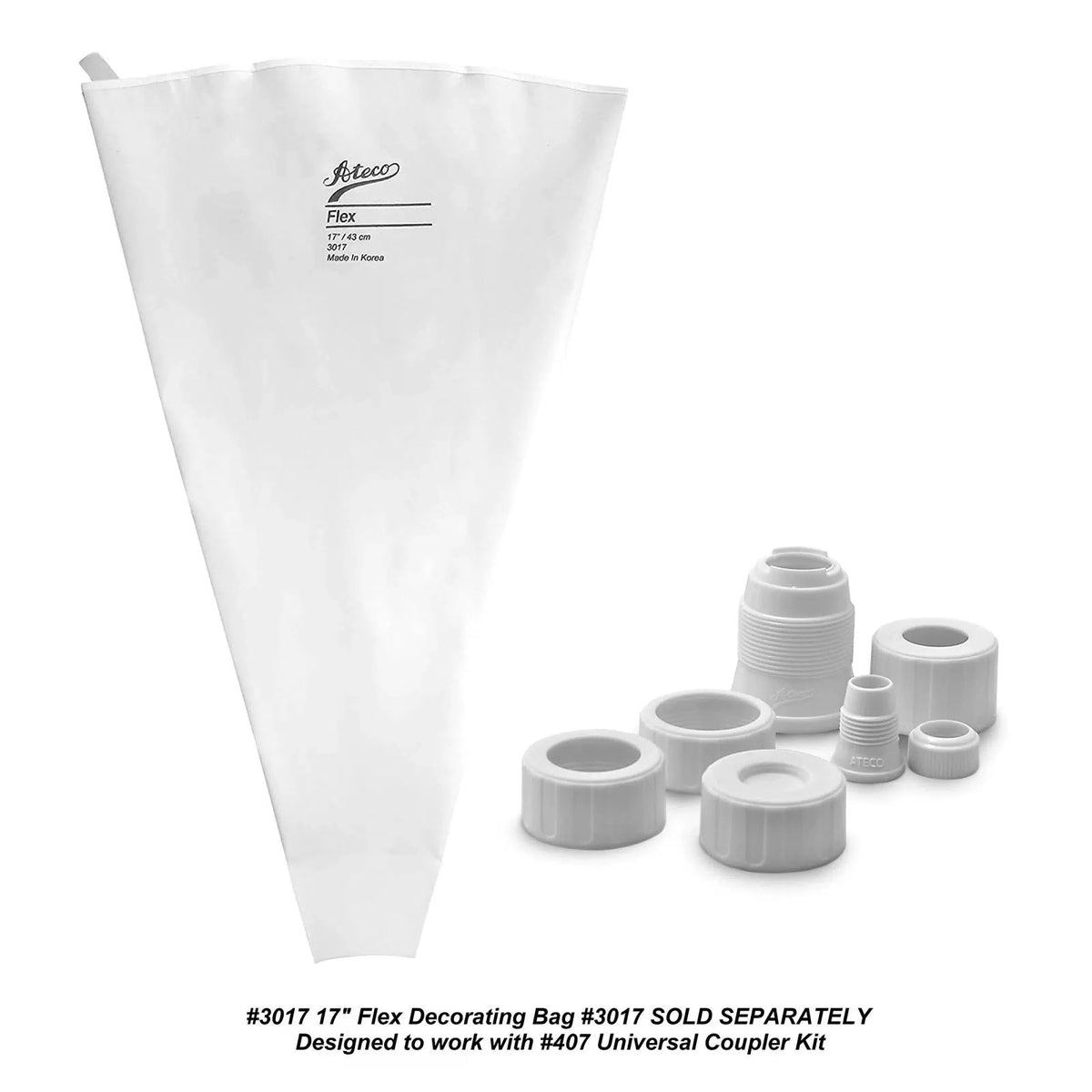 Ateco Universal Pastry Coupler and Cap Set | 7 Set, White [3]