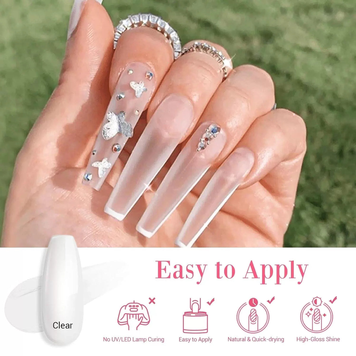 AzureBeauty Nail Repair Kit Transparent Crystal for Broken 4 Piece Set, Clear [4]