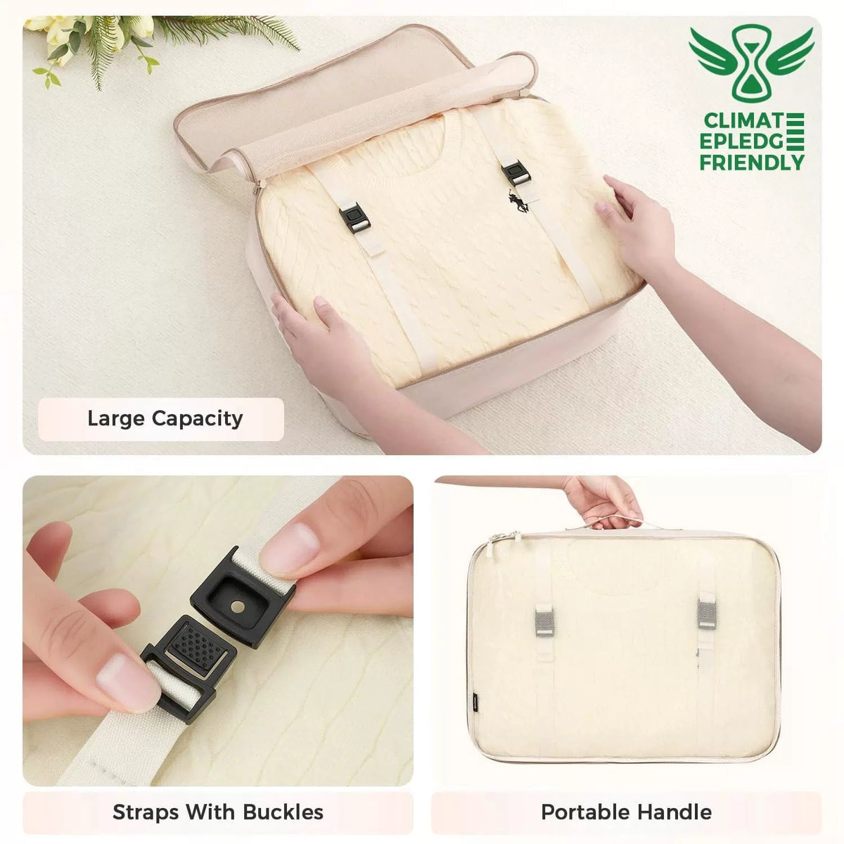 BAGAIL 8 Set Packing Cubes Luggage Organizers for Travel 8 Set, Cream [6]
