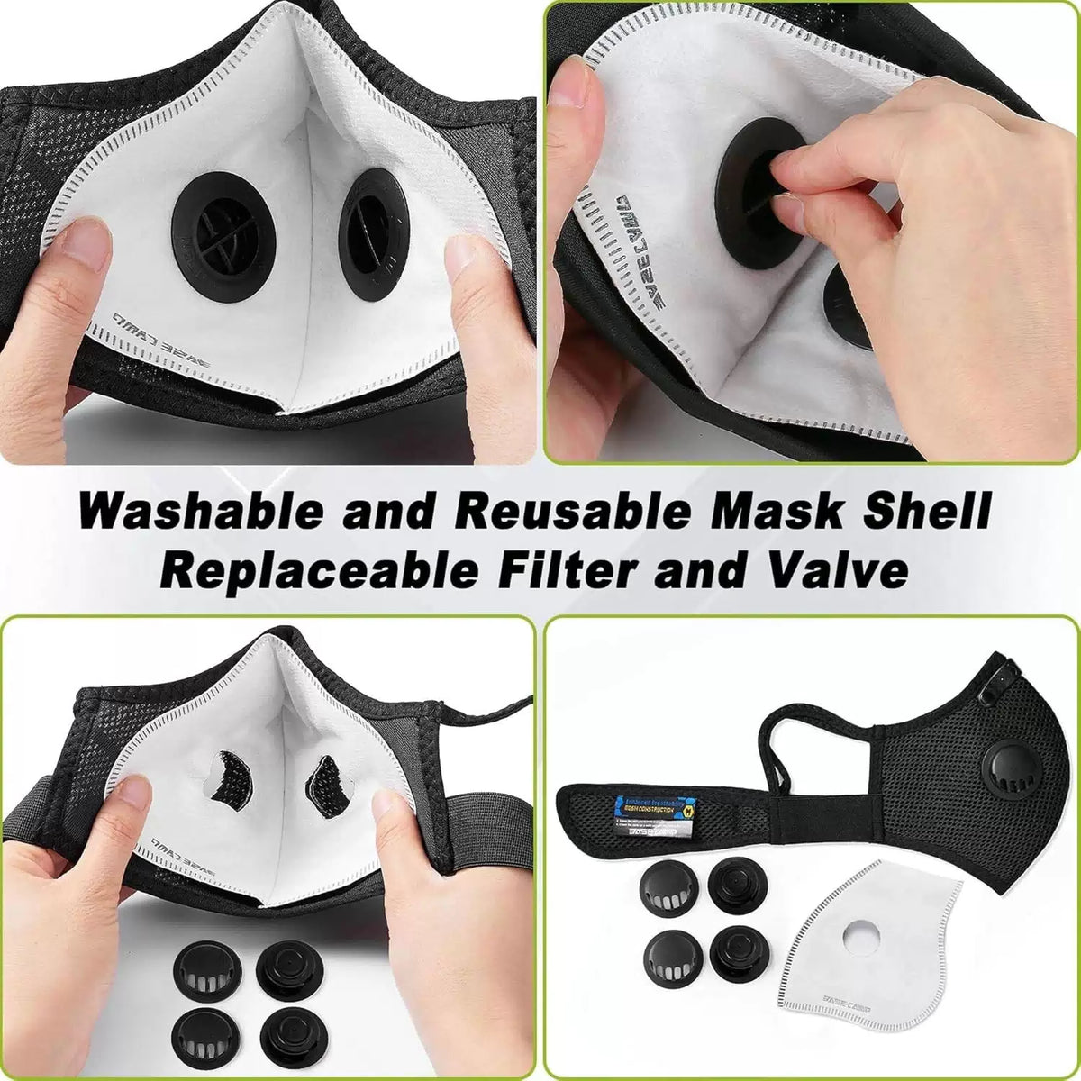 BASE CAMP M Plus Dust Mask, Breathable Reusable 1 Count (Pack of 1), Black [5]