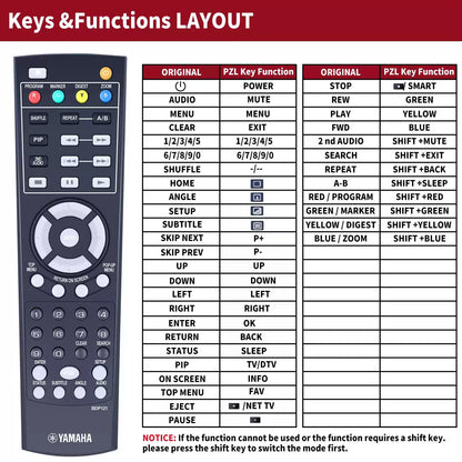BDP121 Replacement Remote Control For Yamaha BD-S473 Player [2]