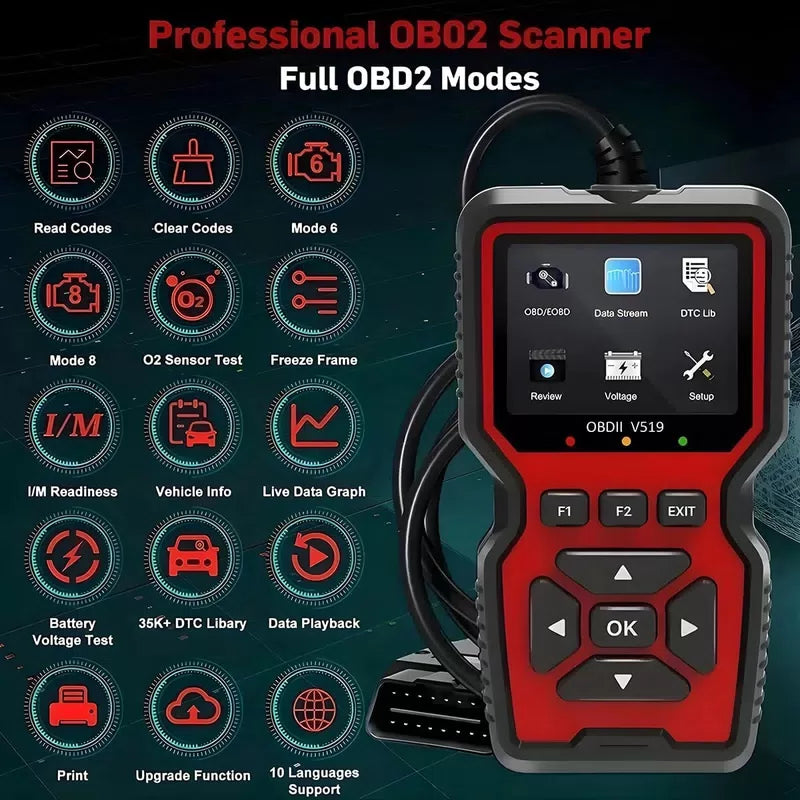 BESULEN Car OBD2 Scanner, V519 Auto Code Reader, 2.6*1.7*0.6in, Black [5]