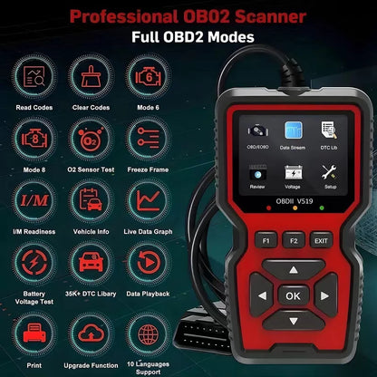 BESULEN Car OBD2 Scanner, V519 Auto Code Reader, 2.6*1.7*0.6in, Black [5]