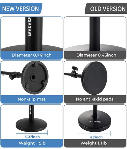 BILIONE Multifunctional Desktop Microphone Stand, Round Base, Black [7]