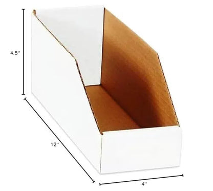 BOX USA Storage Bins Small 4"L x 12"W x 4 x 12 x 4 1/2 Cost Saver, White [6]
