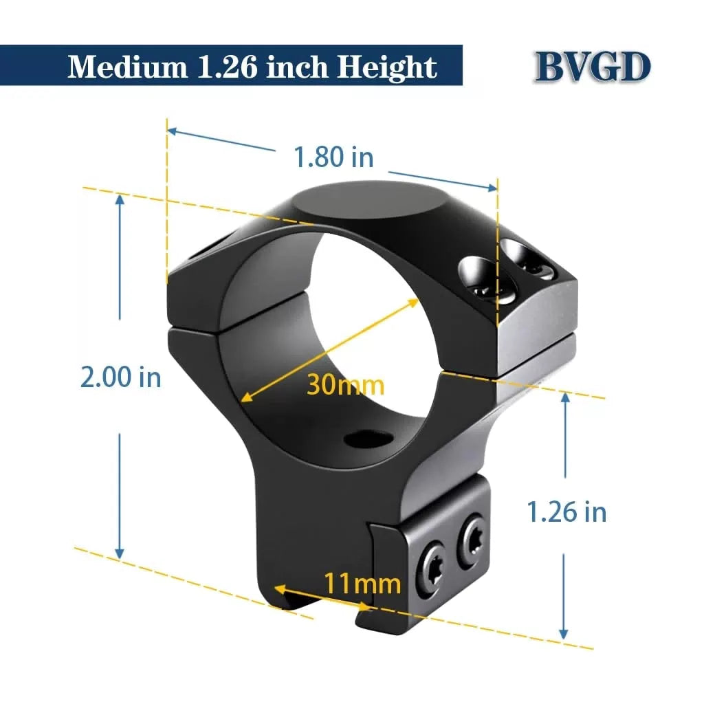 BVGD 30mm Dovetail Scope Rings, High Profile, Medium-1.26 inch Height, Black [2]