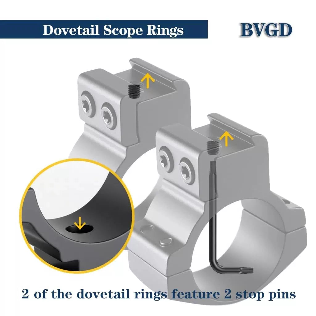 BVGD 30mm Dovetail Scope Rings, High Profile, Medium-1.26 inch Height, Black [6]