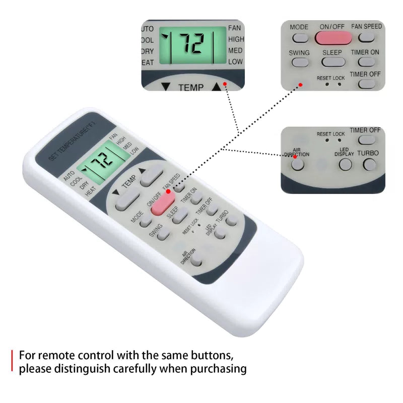 Backlit Remote Control For Midea Air Conditioner RG51M5/(C) EU RG51M5/EU [5]
