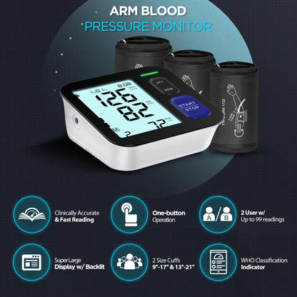 Blood Pressure Machine Upper Arm, Small & Medium/Large & XL Cuff Size, Black [2]