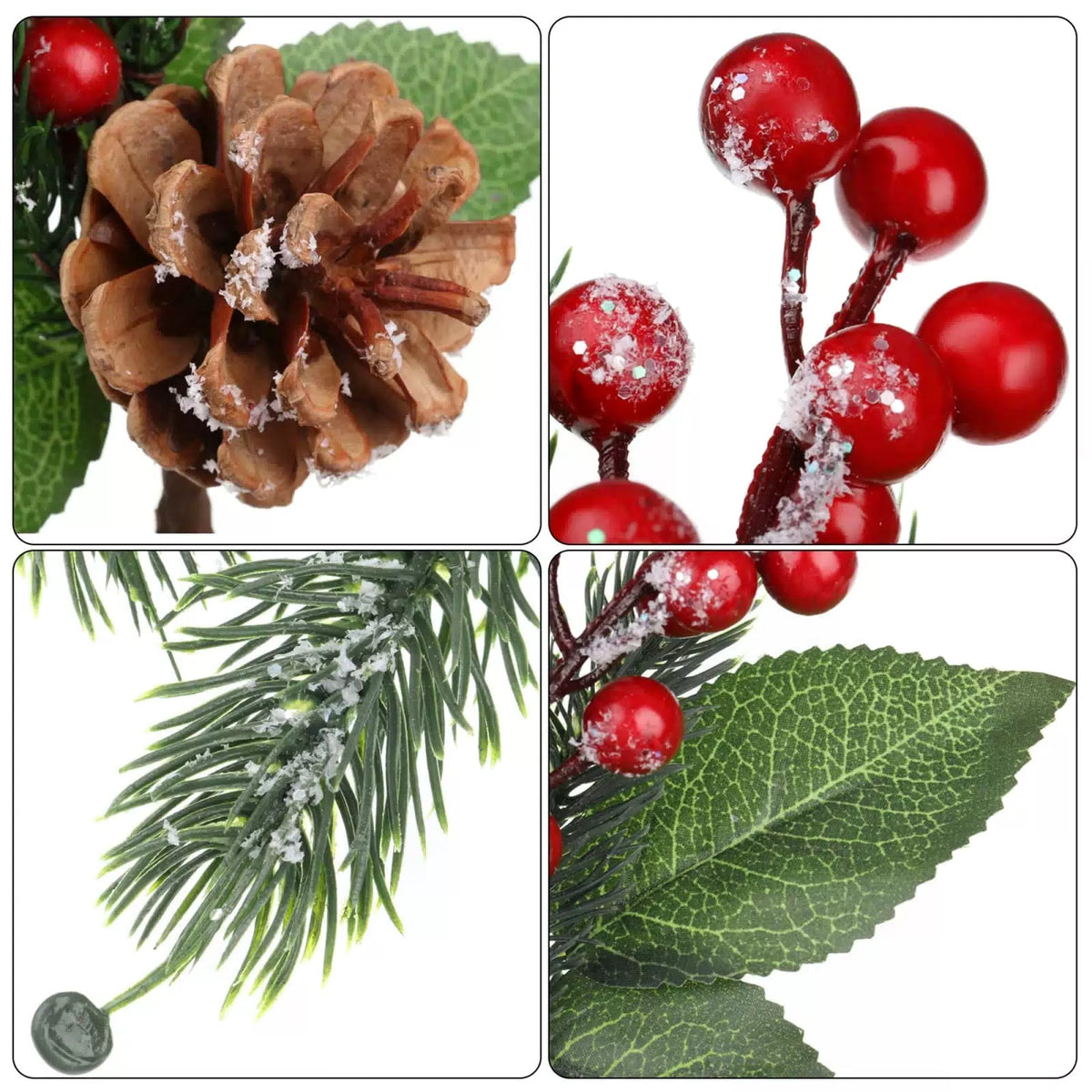 Boao 12 Pcs 11'' Large Christmas Pine Picks Tree Decoration 11 Inch, Berry [2]
