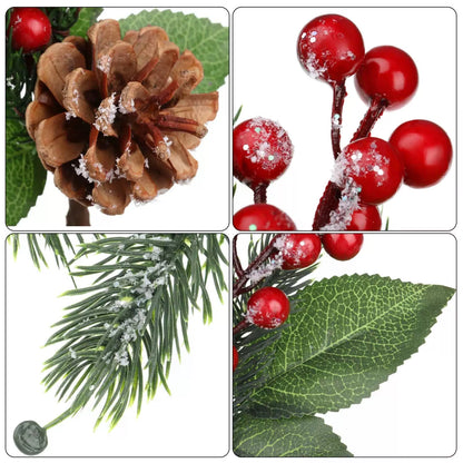 Boao 12 Pcs 11'' Large Christmas Pine Picks Tree Decoration 11 Inch, Berry [2]