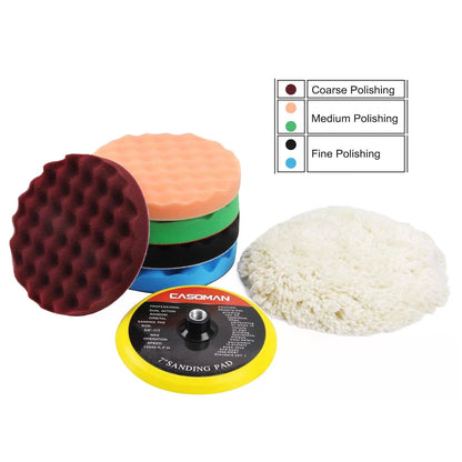 CASOMAN 7-Inch Buffing and Polishing Pad Kit, 7 Pieces 7" 7 inches [6]