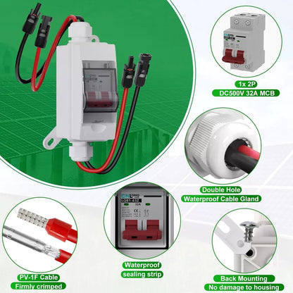 CNLonQcom Solar Panel Disconnect Switch 32 Amp 500V DC500V 32A with connector [3]