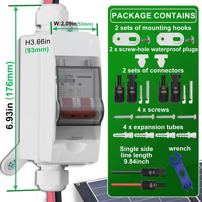 CNLonQcom Solar Panel Disconnect Switch 32 Amp 500V DC500V 32A with connector [5]