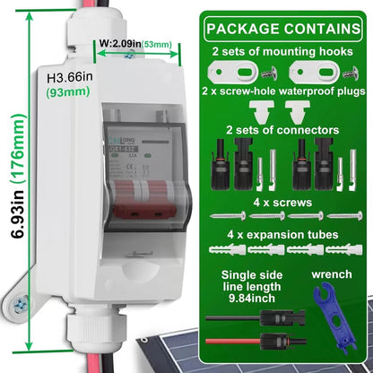 CNLonQcom Solar Panel Disconnect Switch 32 Amp 500V DC500V 32A with connector [5]