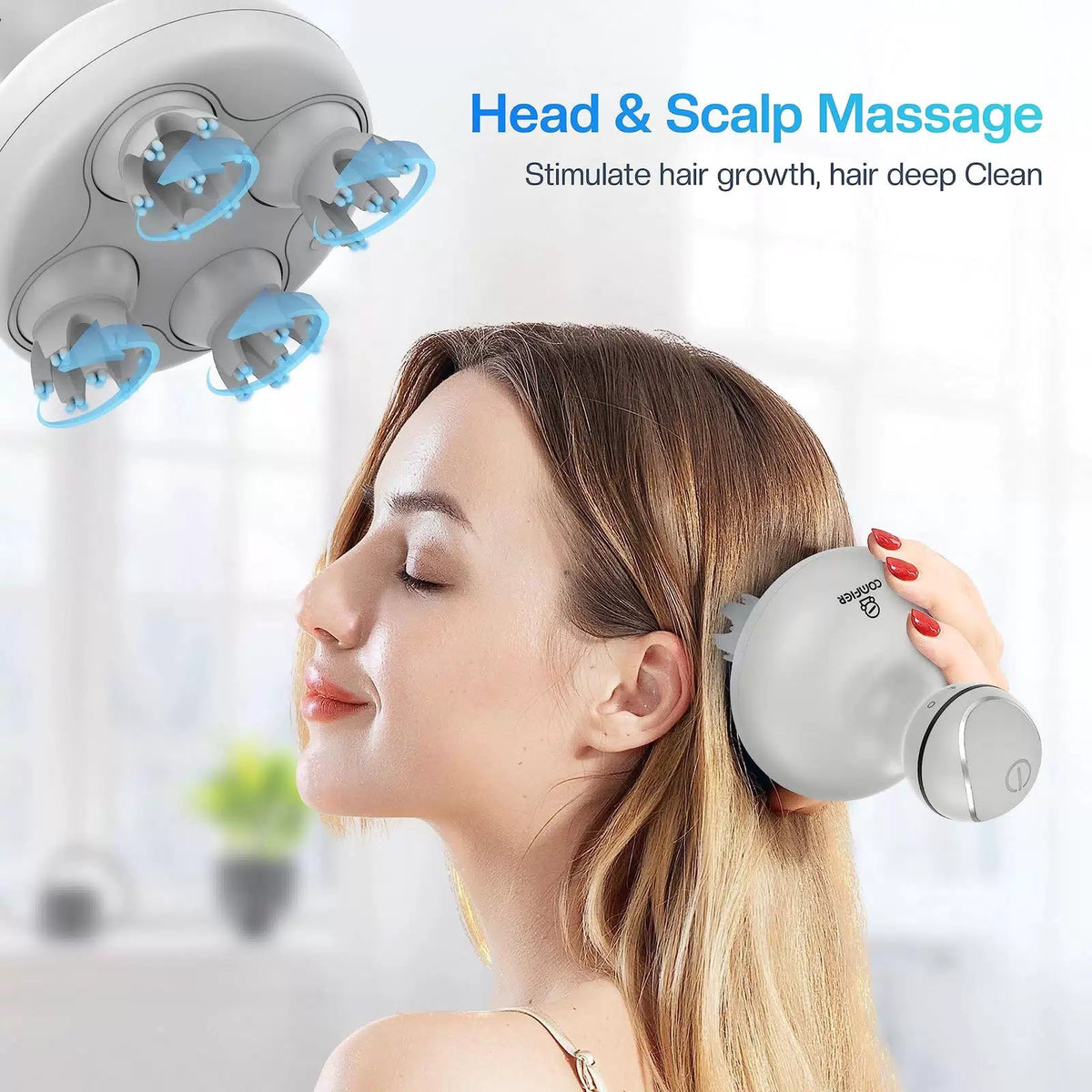 COMFIER Electric Scalp Head Massager with 4 Soft Silicone 7 Piece Set, Gray [2]