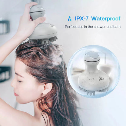 COMFIER Electric Scalp Head Massager with 4 Soft Silicone 7 Piece Set, Gray [3]