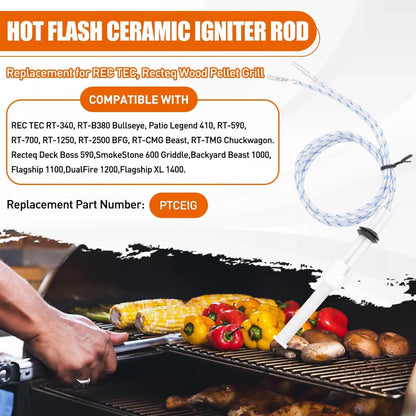 COMVIEE Ceramic Igniter Rod Replacement for REC TEC, Recteq Wood Pellet White [3]