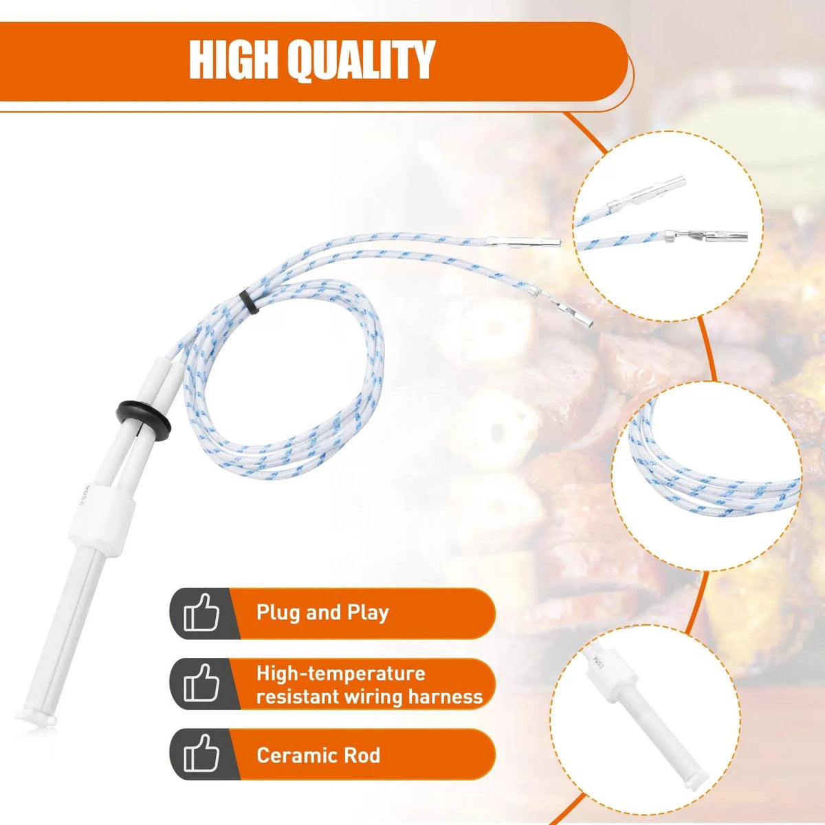 COMVIEE Ceramic Igniter Rod Replacement for REC TEC, Recteq Wood Pellet White [4]