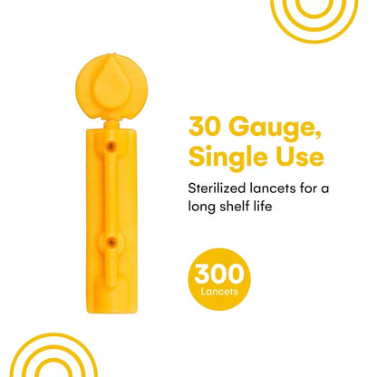 Care Touch Lancets for Diabetes Testing - 30 300 Count (Pack of 1), Yellow [3]