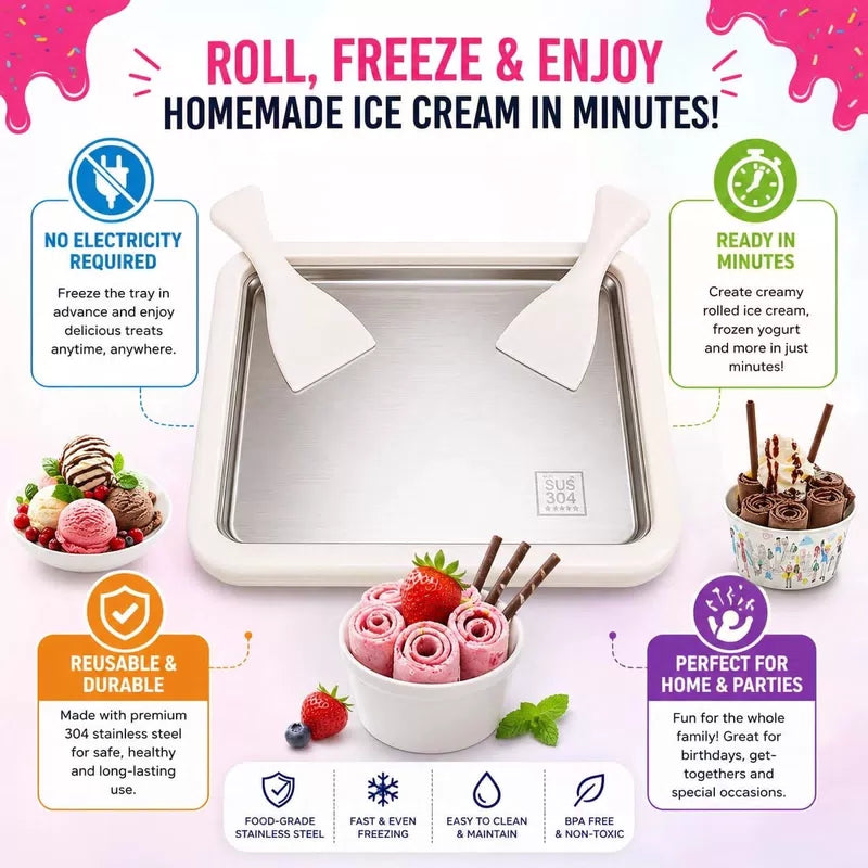 Casaverra Ice Cream Roll Maker Pan – Instant Cold Plate large, White [4]