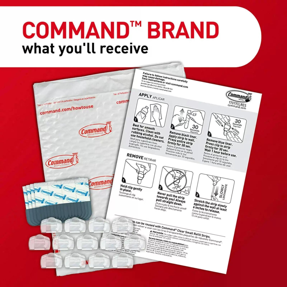 Command Round Cord Clips, Damage-Free Hanging 13 16 Strips, Clear [3]