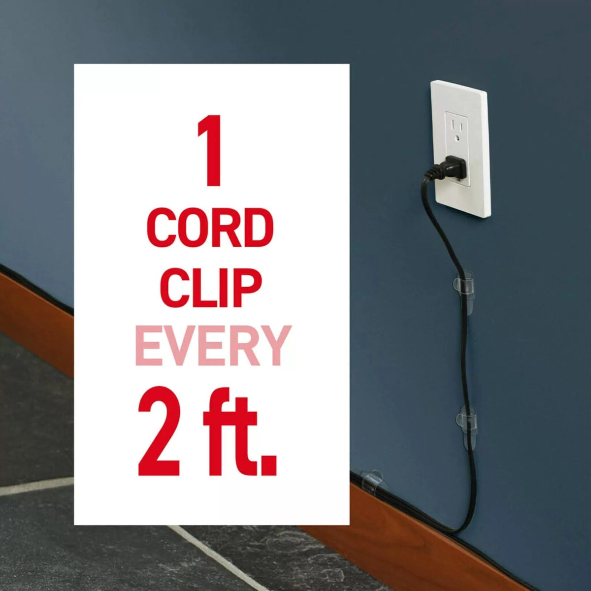 Command Round Cord Clips, Damage-Free Hanging 13 16 Strips, Clear [4]