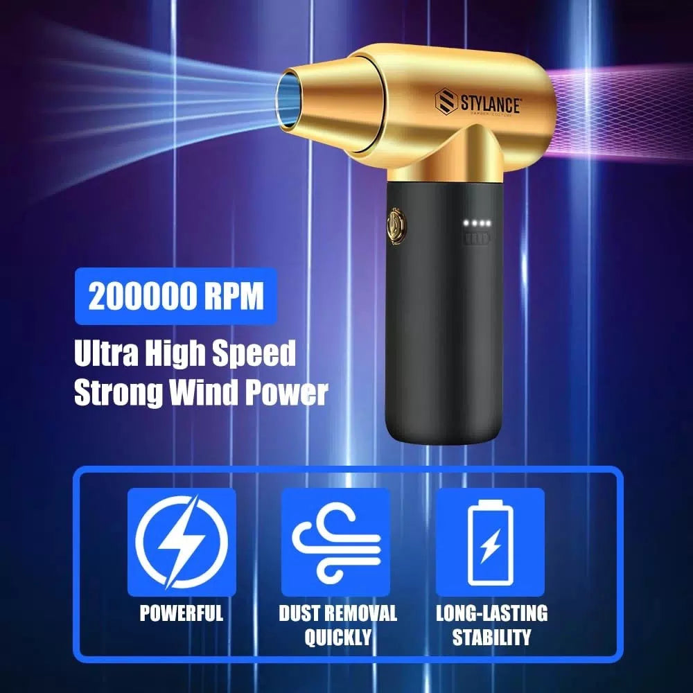 Compressed Air Duster - Barber Blower, Electric Duster, 3 Gear Mini Gold [3]