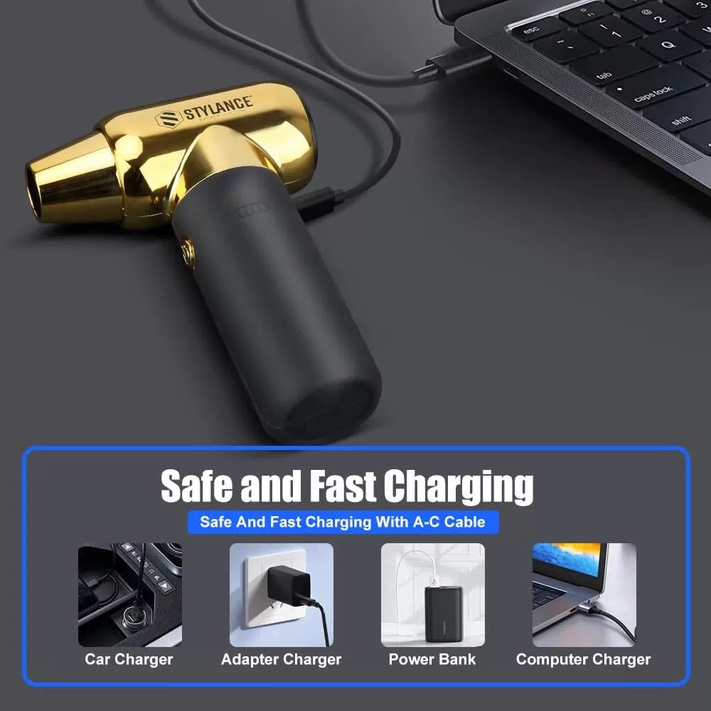 Compressed Air Duster - Barber Blower, Electric Duster, 3 Gear Mini Gold [6]