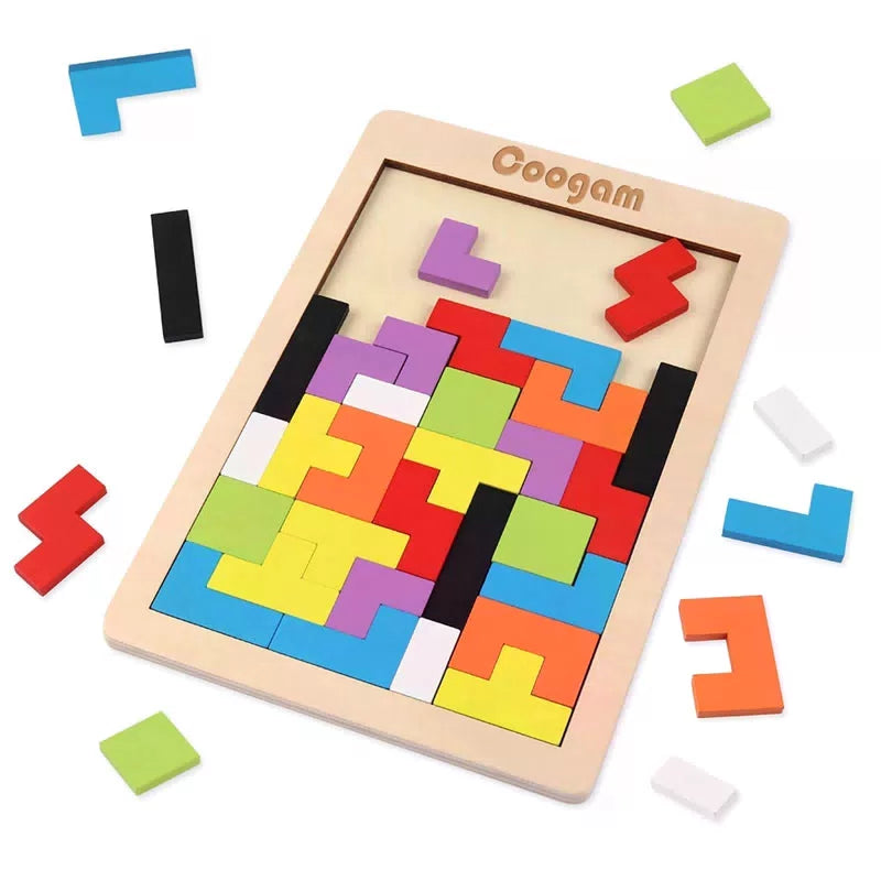 Coogam Wooden Blocks Puzzle Brain Teasers Toy 40, Vibrant, Multi-colored [1]