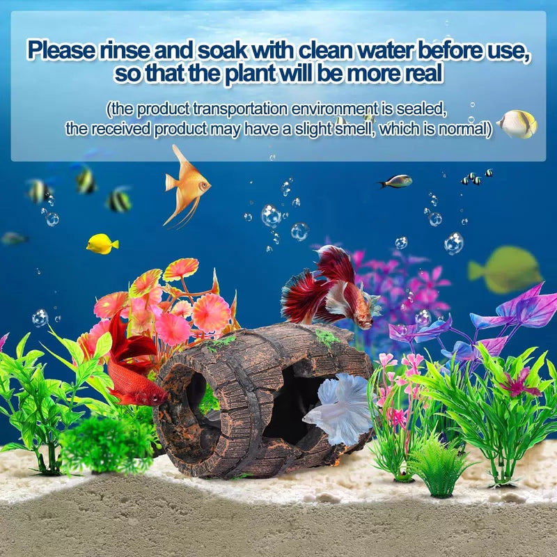 CousDUoBe Fish Broken Barrel Decor Tank Decorations Betta 9 Pcs, Brown [5]