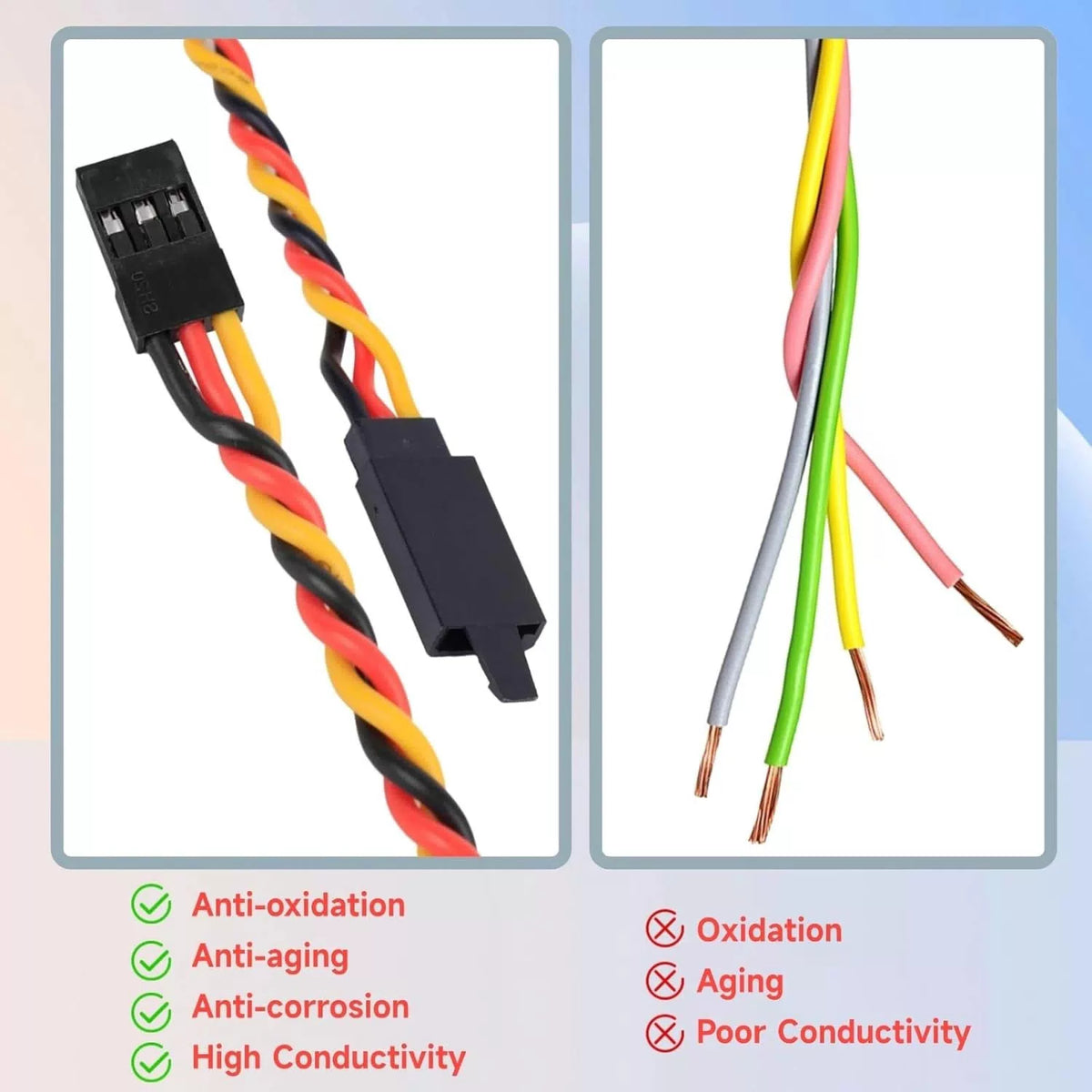 Crazepony Twisted Servo Extension Cable w/Safety Clip - 20AWG 60 Mixed Size [6]