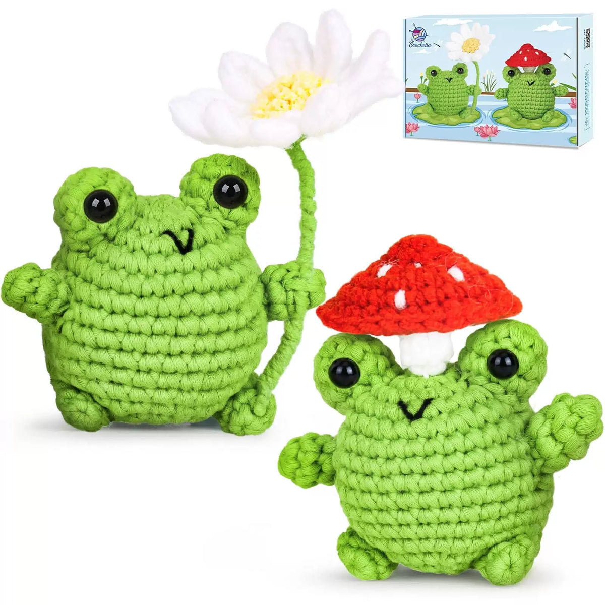 Crochetta Crochet Kit for Beginners, Beginner Animal Small, Frogs [1]