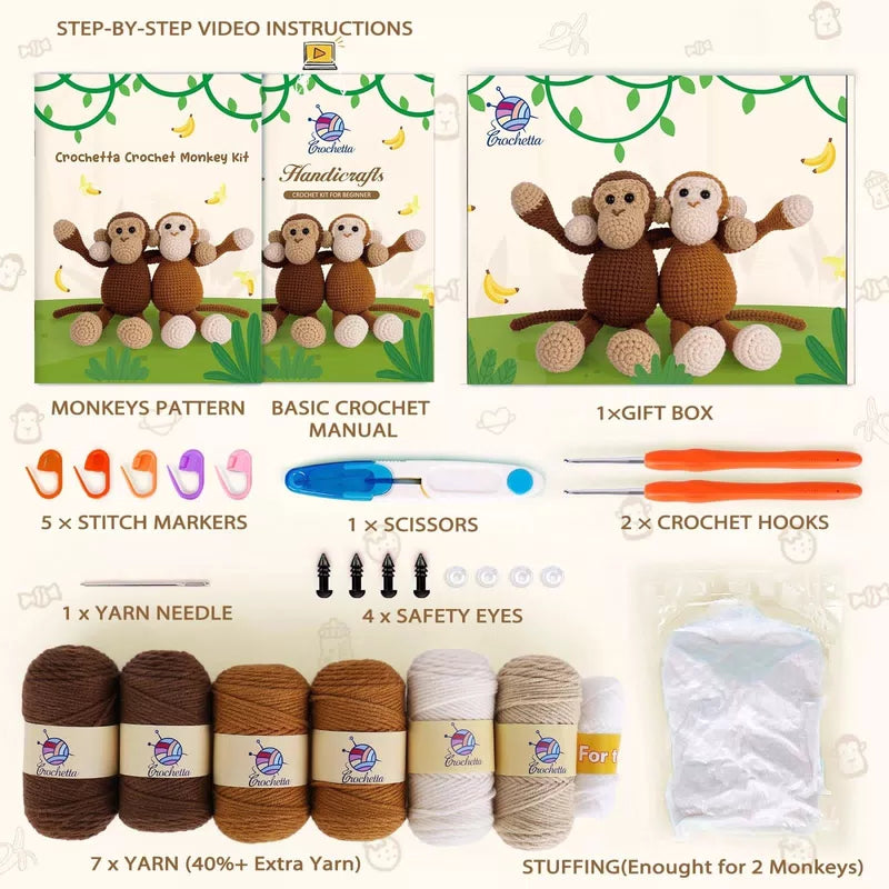 Crochetta Crochet Kit for Beginners, Kits with Small, Monkey [7]