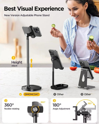 DIMONCOAT Phone Stand for Desk, Angle Height BLACK - 6X STABLE WEIGHTED BASE [2]